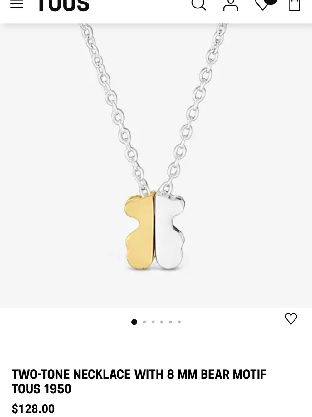 TOUS Two-Tone Bear Pendant Necklace in Gold and Silver